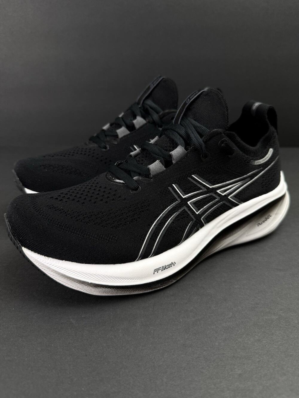 ASICS Gel-Nimbus 26 Women’s 8 WIDE Black White Running Shoes 1012B601
